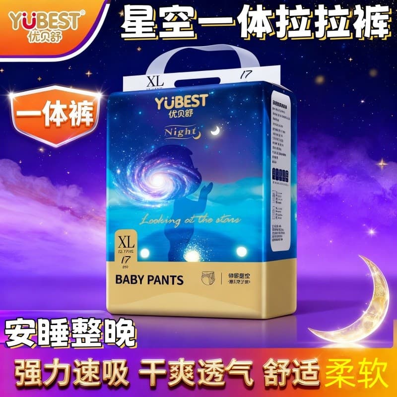 Ubeshu Starry Sky Macacão Dormir Todas as Noites Fraldas Período Infantil Ultrafino Respirável Calças Pull-Up à Prova de