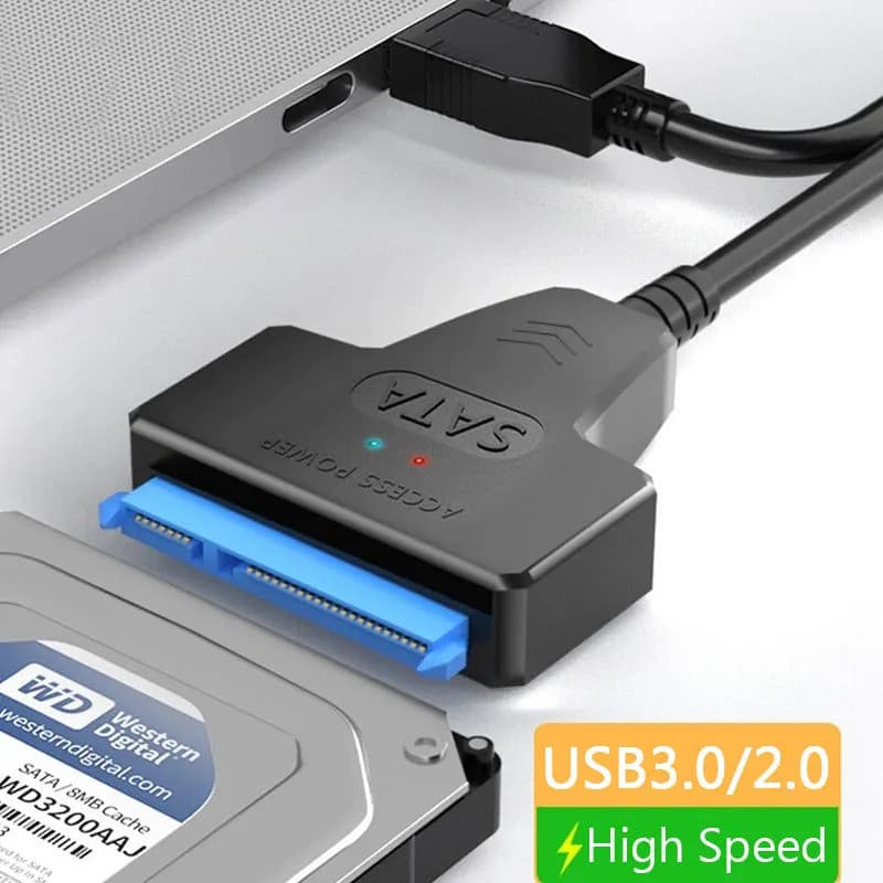 Cabo SATA para USB 3.0 / 2.0 até 6 Gbps para HDD SSD Externo de 2,5 Polegadas Adaptador SATA 3 de 22 Pinos Cabo USB 3.0 