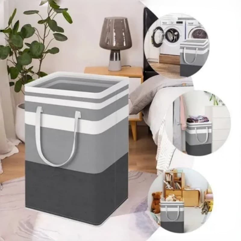 Cesto Organizador De Roupas 75L Grande Tecido Dobrável Para Banheiro E Closet