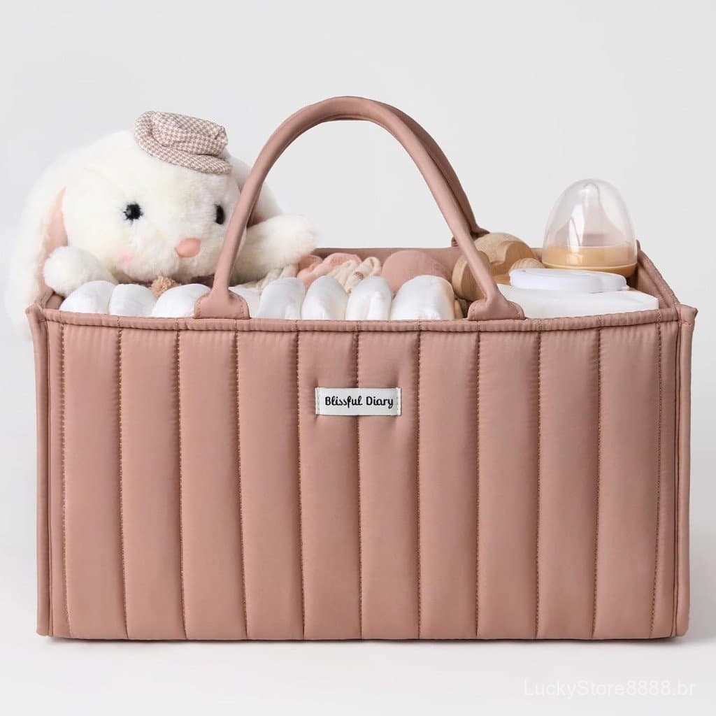 Cesta de Armazenamento de Fraldas para Bebê, Cesta de Chá para Menina, Presente de Itens Essenciais para Recém-Nascidos,