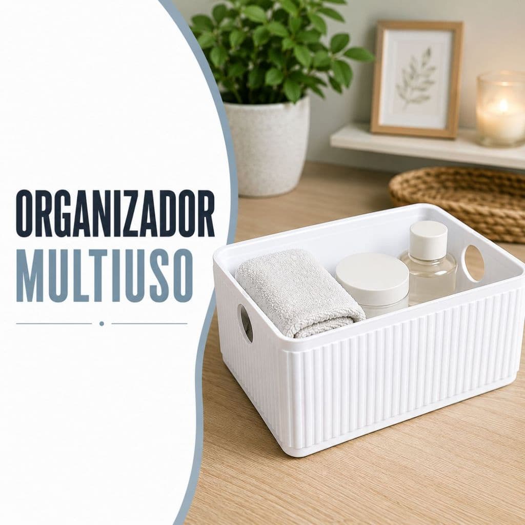 Cesto Organizador Branco Multiuso Pequeno Caixa Organizadora Plástico Reforçado Gaveta Cozinha