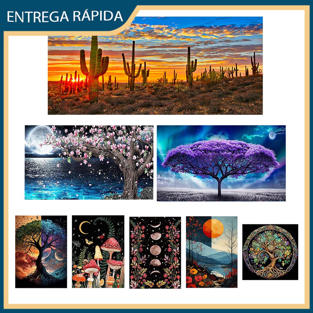 Redondo Pintura Diamante Art 5D Pintura De Diamante Pintura Diy 5D, Com Diamante Kit Plantas florestais