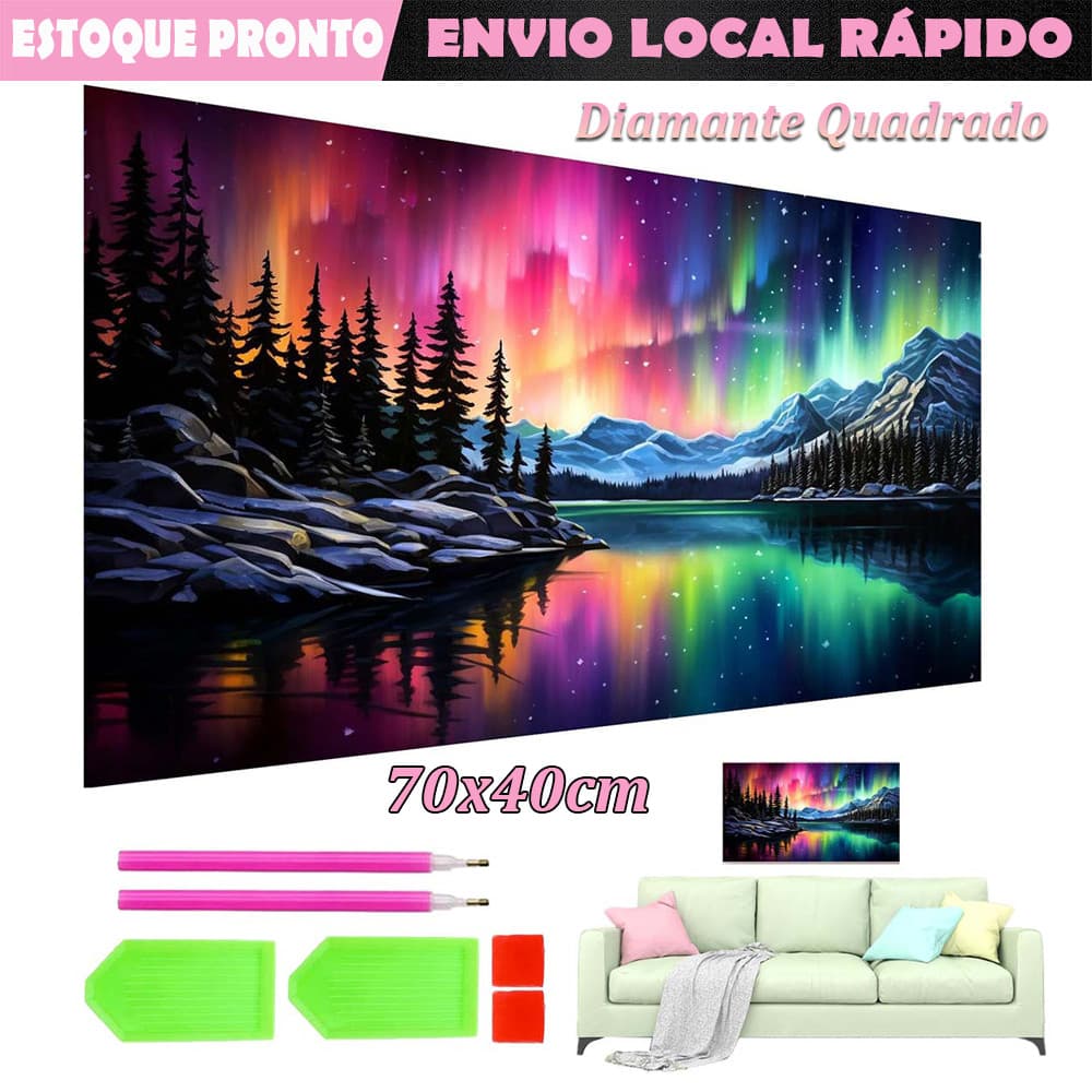 Floresta Aurora Diamante quadrado pintura de diamante 5D faça você mesmo de diamante pintura 70x40cm