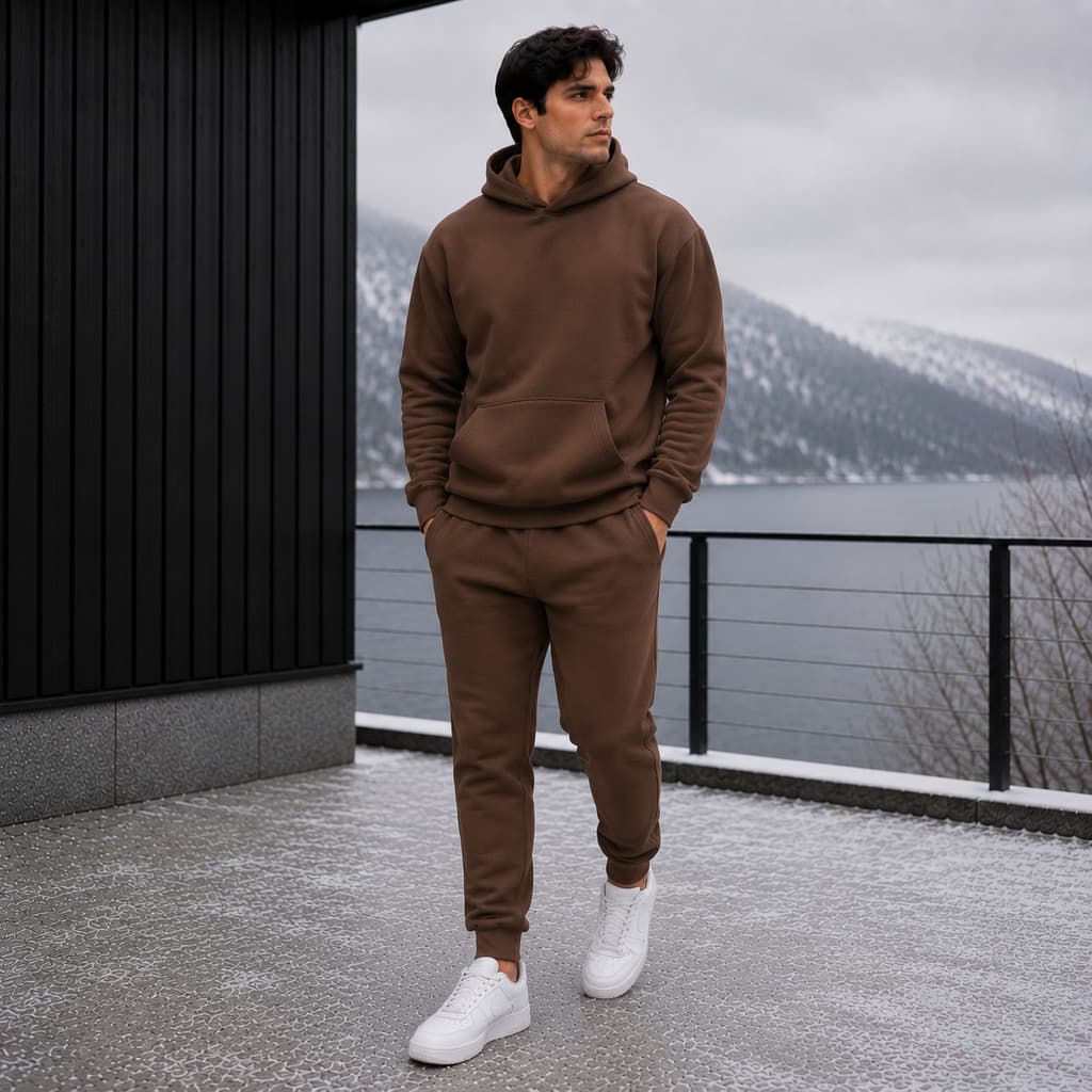 Conjunto Moletom Masculino Premium Inverno Capuz Bolso Canguru