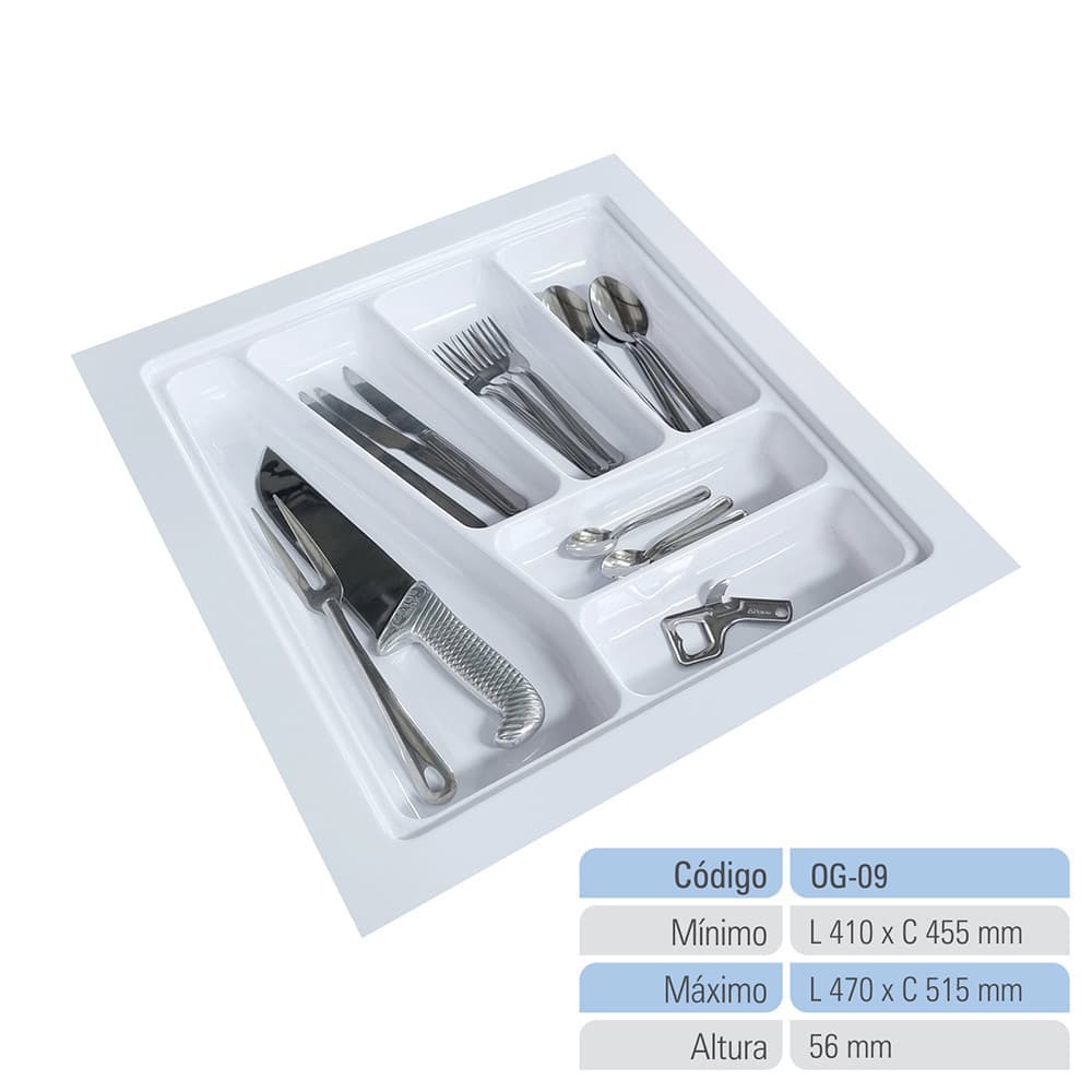 Organizador de Gaveta Porta Talheres Divisor de Talheres Organizador de Cozinha og-09 branco Multiuso Utensílios