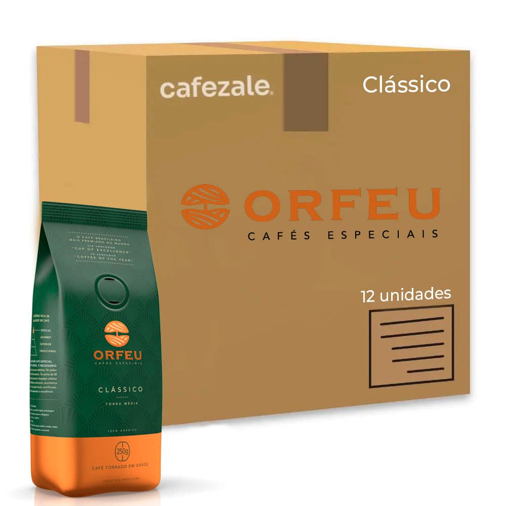 Café em Grãos Premium Orfeu Clássico Kit 12 Pacotes de 250g