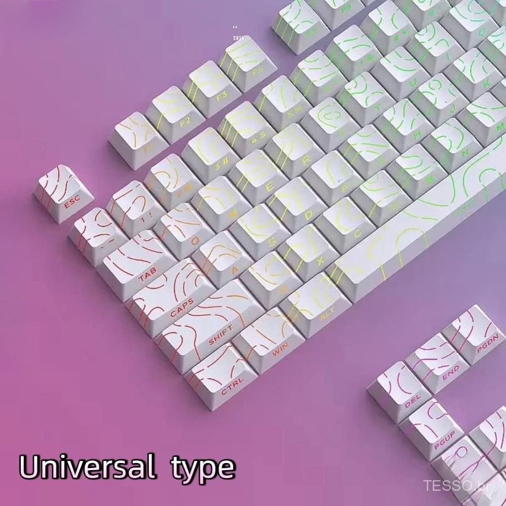 TESSO Double Shot Keycaps , Teclas De Teclado Mecânico PET Translúcidas Com Luz Lateral , Perfil Cereja