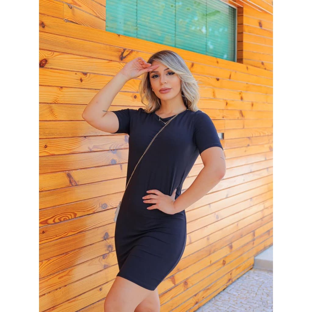 Vestido basico manga curta / vestido curto / vestido meia estação / vestido viscolycra / vestido versátil / dia a dia