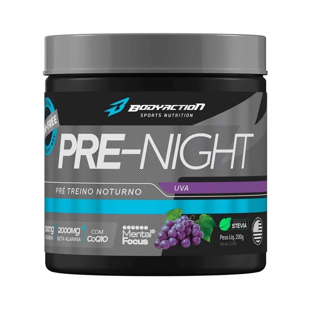 Pre-Night Pré Treino Noturno - 200g Uva - BodyAction
