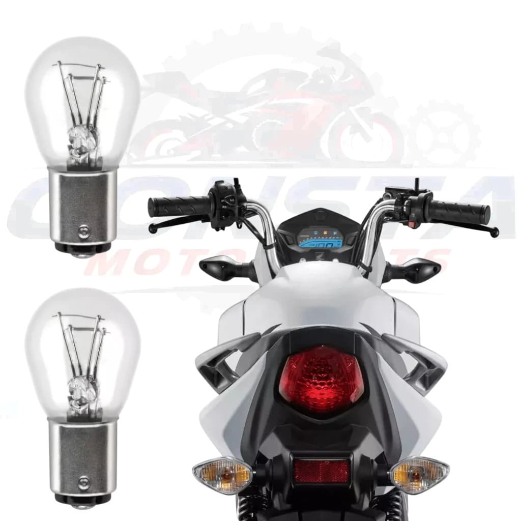 2 lâmpadas Stop Freio Traseiro moto branca com 2 polos compatível com cg titan ybr nxr falcon