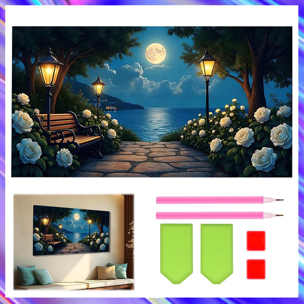 40 x 70 cm, Conjunto de 5D Caminho ao luar Diamante Arte Pintura DIY Diamante quadrados, pintura diamante 5D DIY