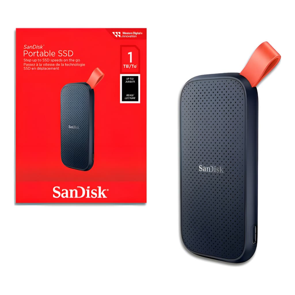 SSD Externo Portátil 1TB Interface USB 3.2 SanDisk SDSSDE30-1T00 Velocidade de Leitura Até 800MB/s Preto