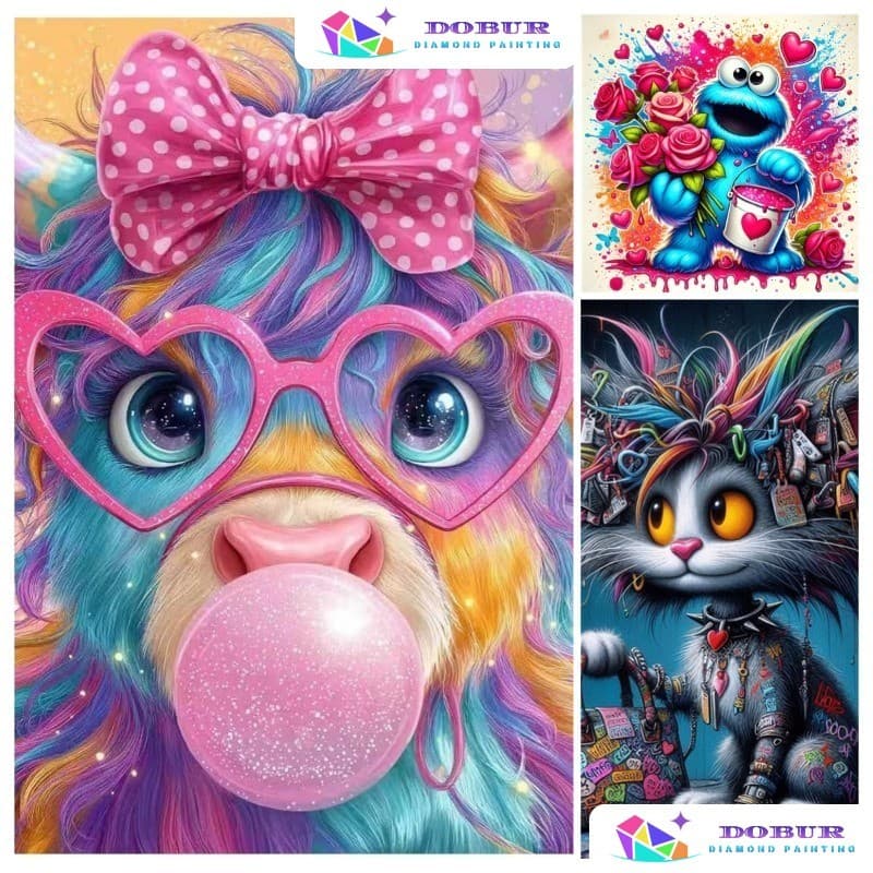 DOBUR | Conjunto De Pintura Diamante Padrões De Desenhos Animados/Tema Animal 5D DIY Redondo/Quadrado Completo Broca Lon