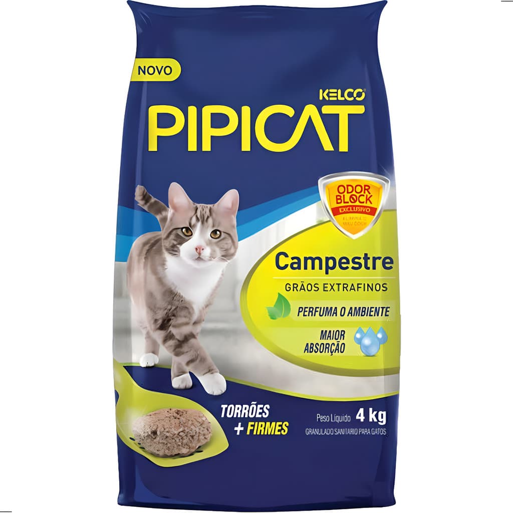 Areia Sanitária Para Gatos Kelco Pipicat Campestre 20 Kg