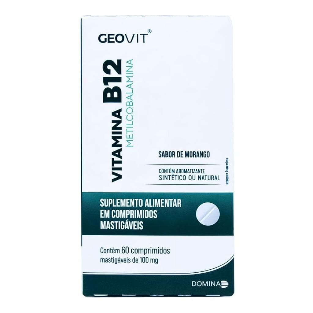 Suplemento Alimentar Vitamina D+k2 MK-7+B12 Sabor Morango Geovit 60 Comprimidos Mastigáveis
