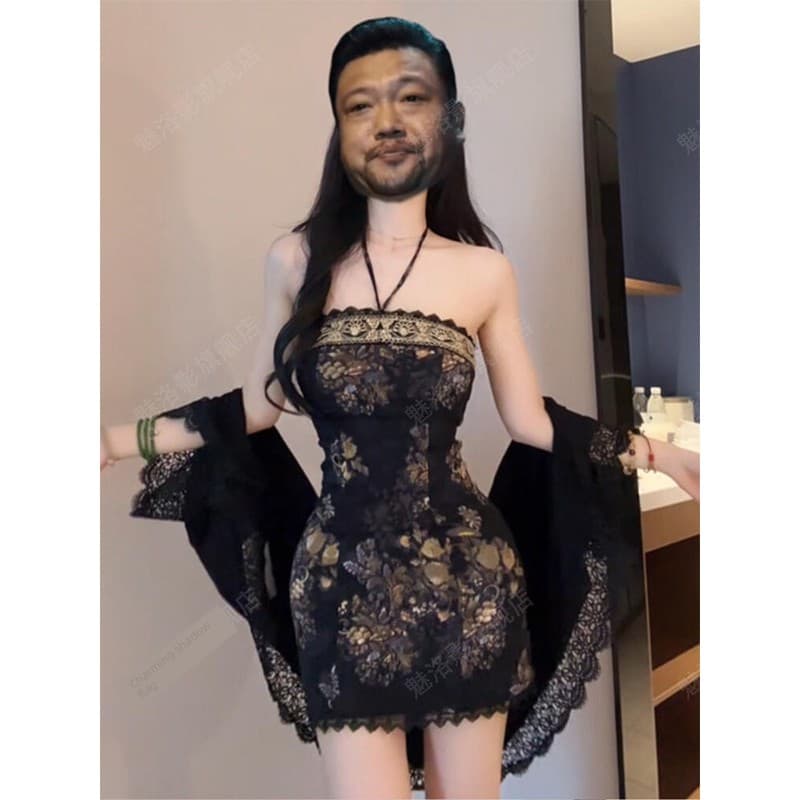 Vestido Tomara Que Caia Vestido Curto Verão Vestido Curto Casual Novo chinês Retro Floral Halter vestido feminino verão