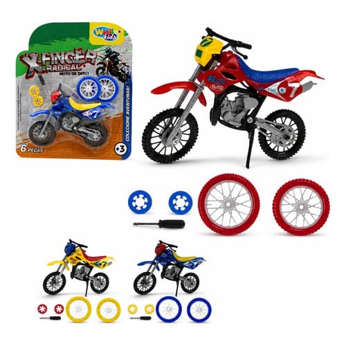 Moto De Dedo Radical Finger Moto Cross Acessórios Rodas Colorido