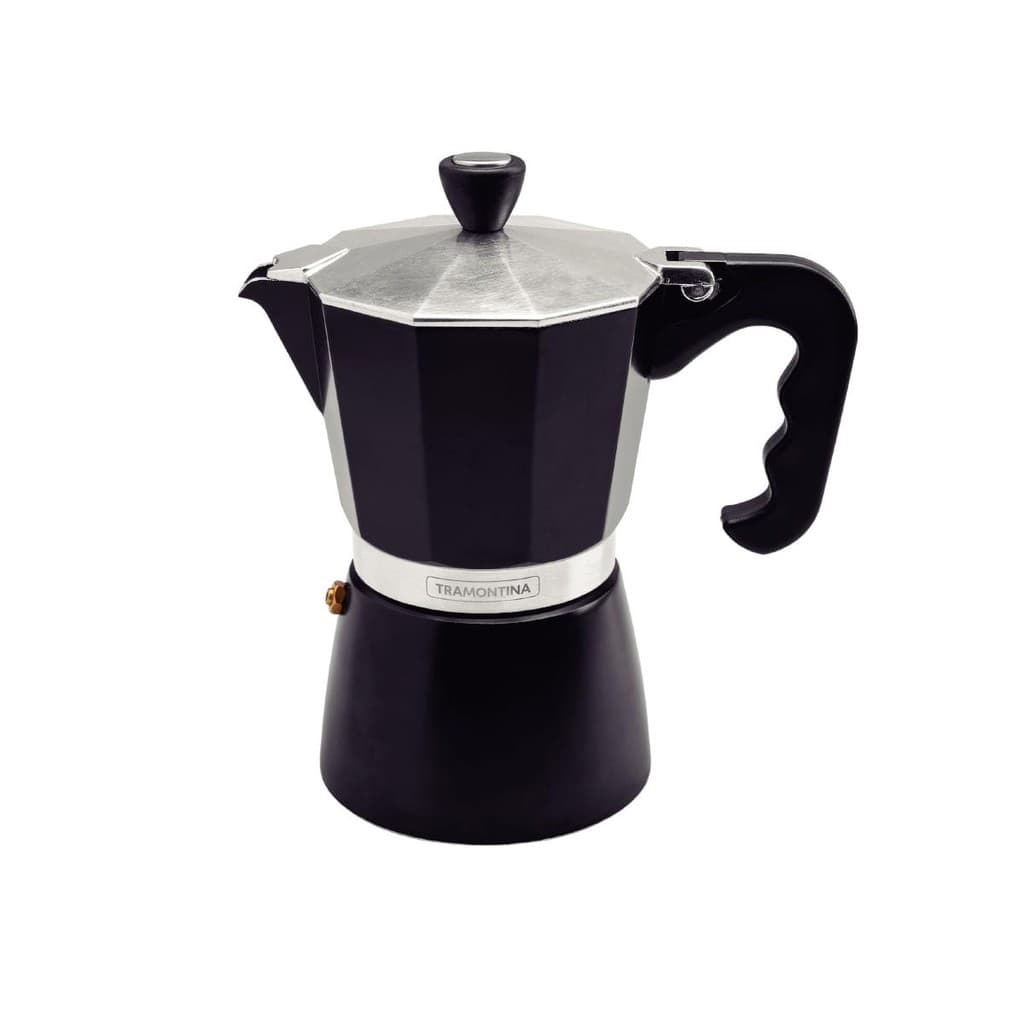 Cafeteira Expresso Italiana Tramontina em Alumínio Preto com Cabo em Nylon 320 ml