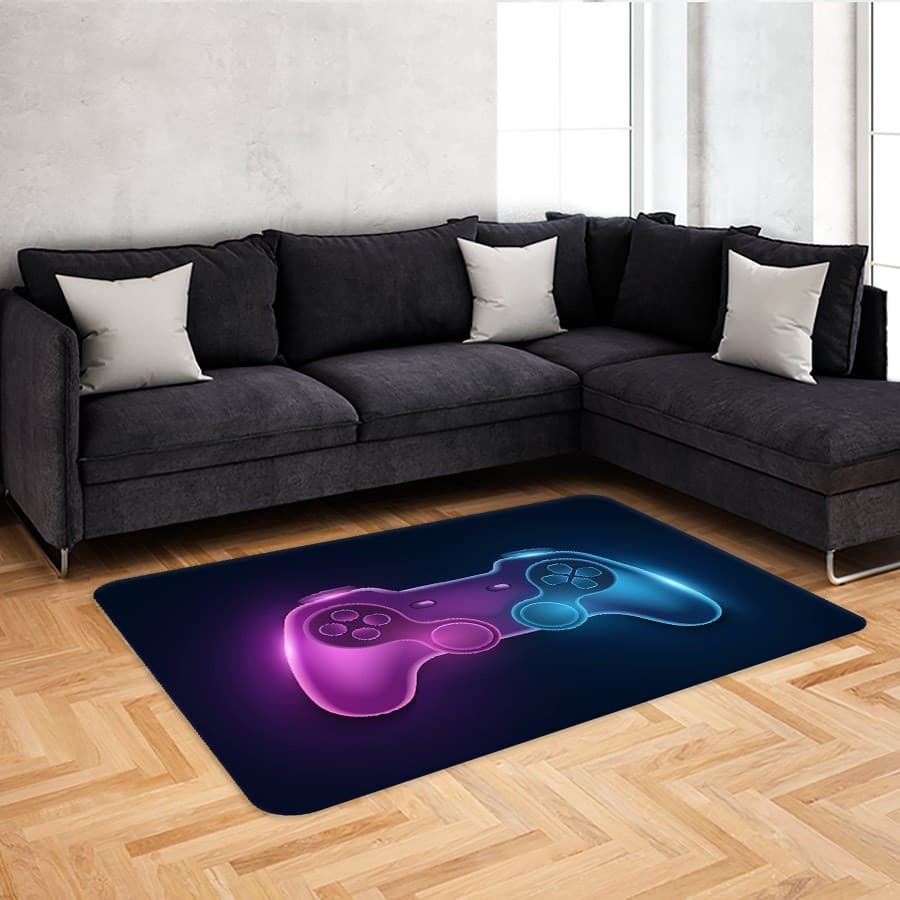 Tapete Gamer Sala,Quarto 68x118 CONTROLE NEON-Antiderrapante , Moderno