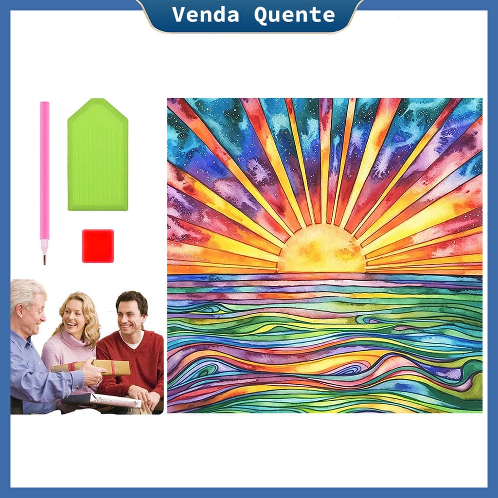 "Sinfonia do mar e do Sol" Pintura Diamante 30x30 cm, 5D Pintura Diamante, Decoração Da Parede Pintura Artesanal