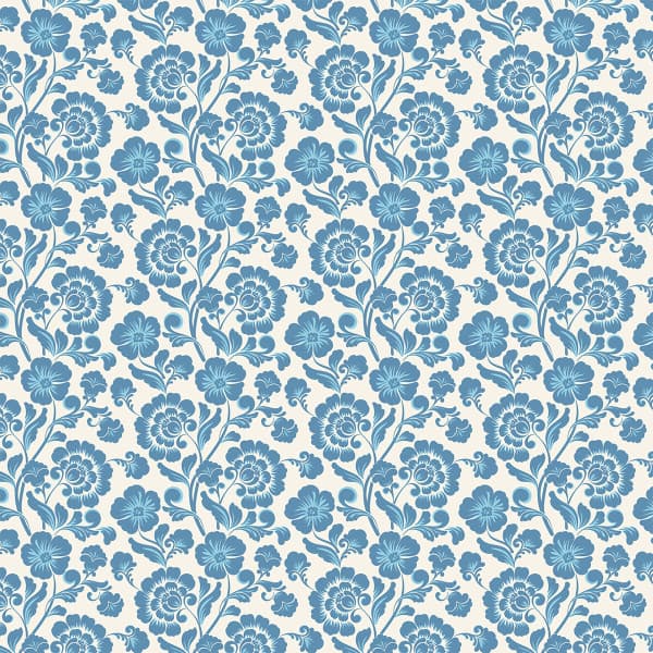 Tecido Tricoline Flores De Camafeu Azul 100% Algodão Costura Criativa Enxoval Bolsas Luxo Mesa Posta