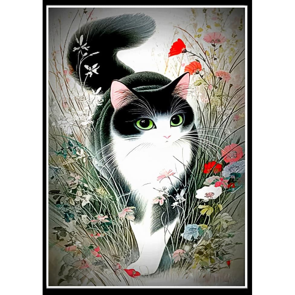 Um Conjunto De Kit De Pintura De Diamante Com Padrão De Gato Animal , 5D DIY Em Tela De Mosaico Fazendo Artesanato Para 