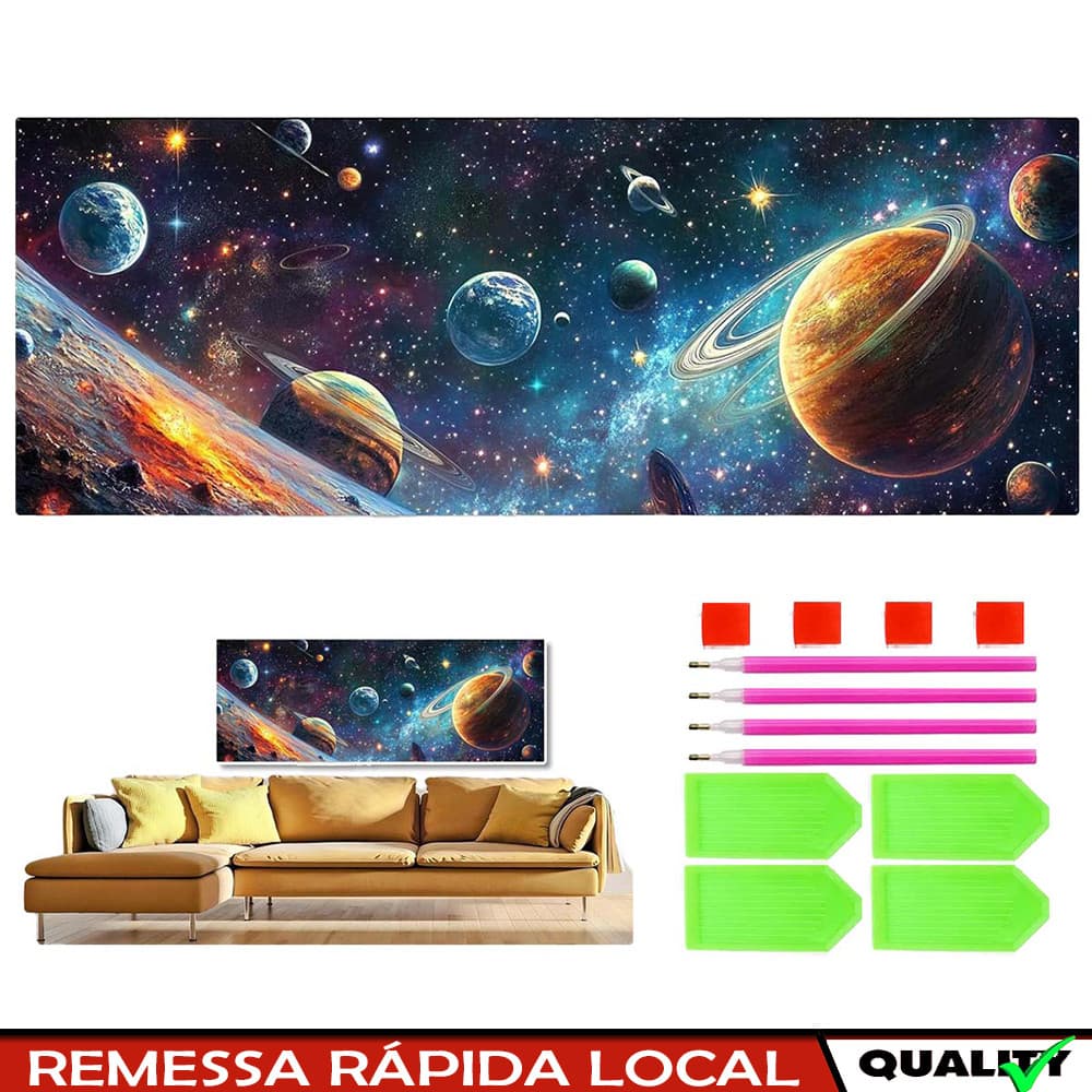 Planetas cósmicos, 120 x 40 cm, conjunto de pintura diamante, arte de pintura de diamante redondo 5D, pintura de diama