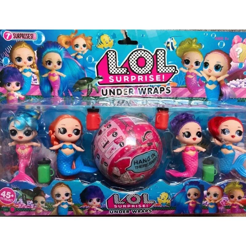Kit 4 Bonecas lol Surprise Sereias Under Wraps Articulado + Bola Grande Pronta entrega Top