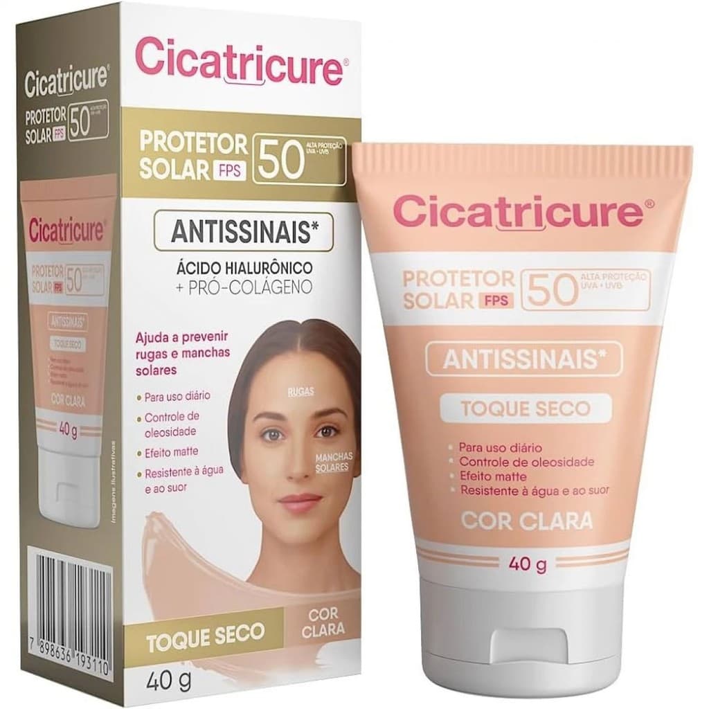 Protetor Solar Facial Antissinais Cicatricure Fps 50 Cor Clara 40g