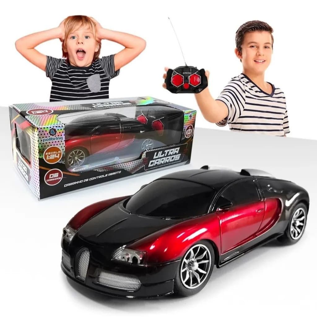 Carrinho Controle Remoto Ultra Car 1:24 Polibrinq Vermelho