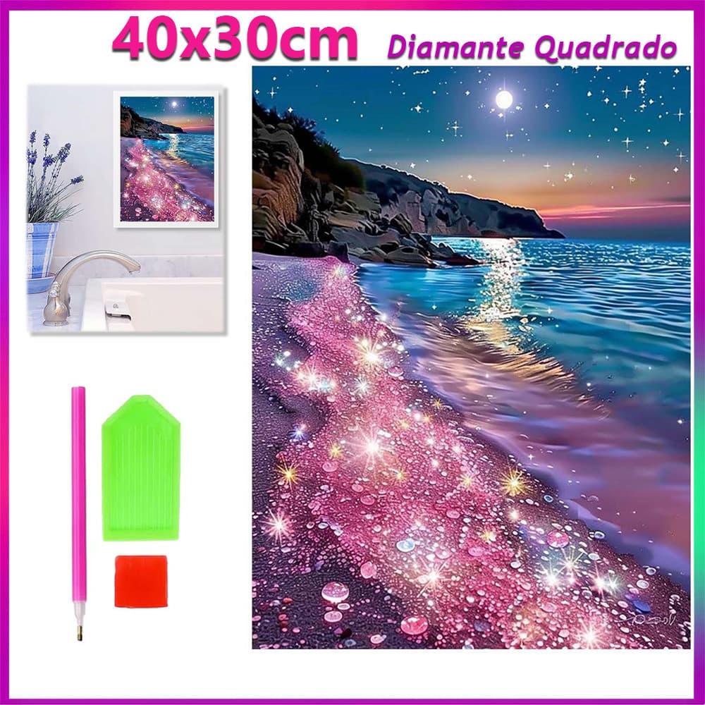 40x30cm Praia Rosa pintura de diamante pintura de diamante 5D decoração de parede doméstica de arte Diamante quadrado