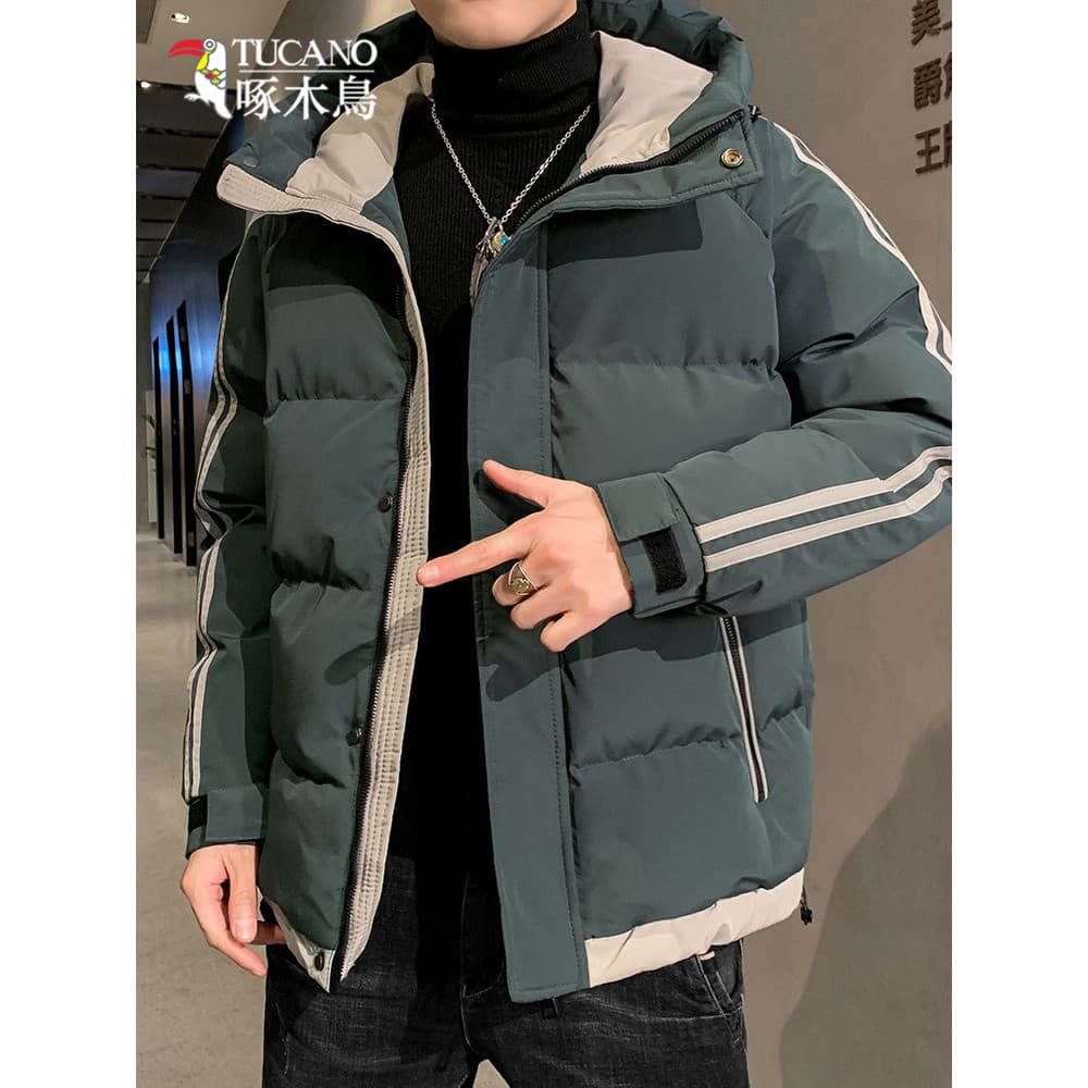 Woodpecker acolchoado jaqueta masculina outono inverno rua Wear nova jaqueta acolchoada solta masculina engrossado quent