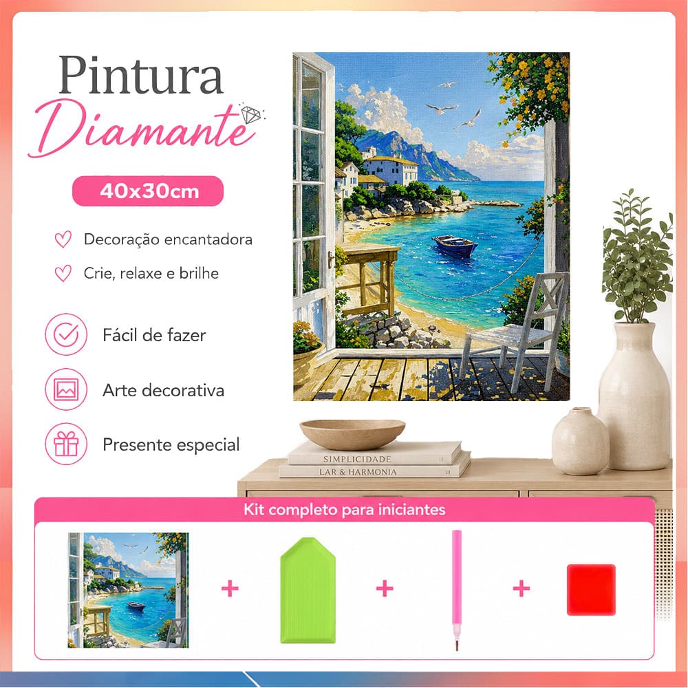 Conjunto de pintura diamante 5d diamante quadrado 40x30cm Linhai pequena casa pintura diamante