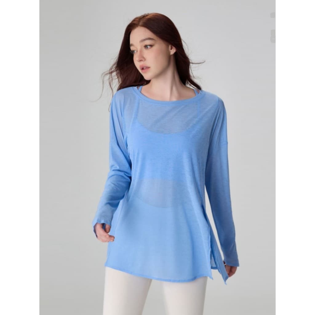 AD42003 desconto de cores roupas de Yoga de manga comprida feminina leve blusa de gaze solta esportes roupas de Fitness 