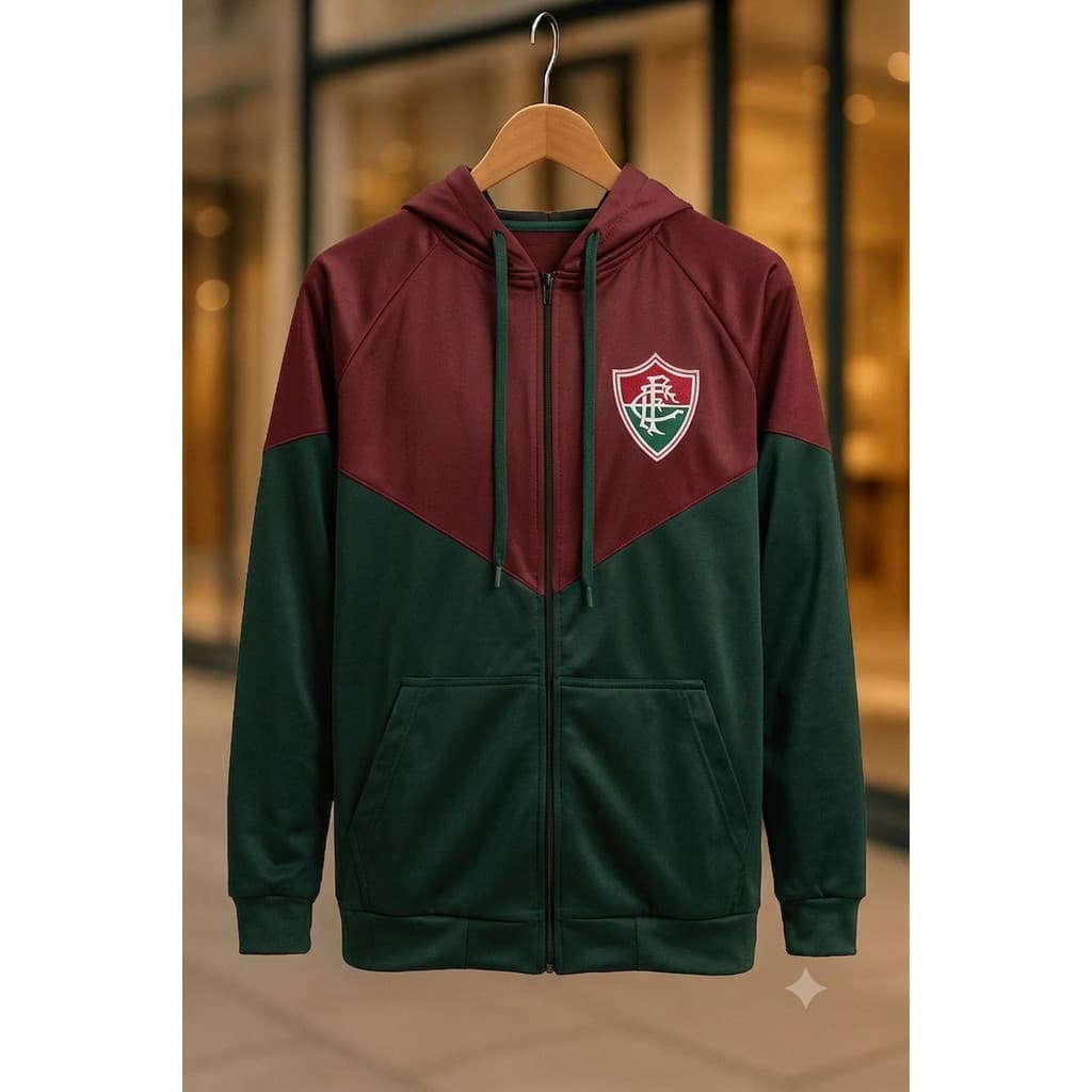 Jaqueta Masculina Fluminense Jaqueta Torcida Futebol Jaqueta Fluminense Masculina Com Zíper Capuz Bolso