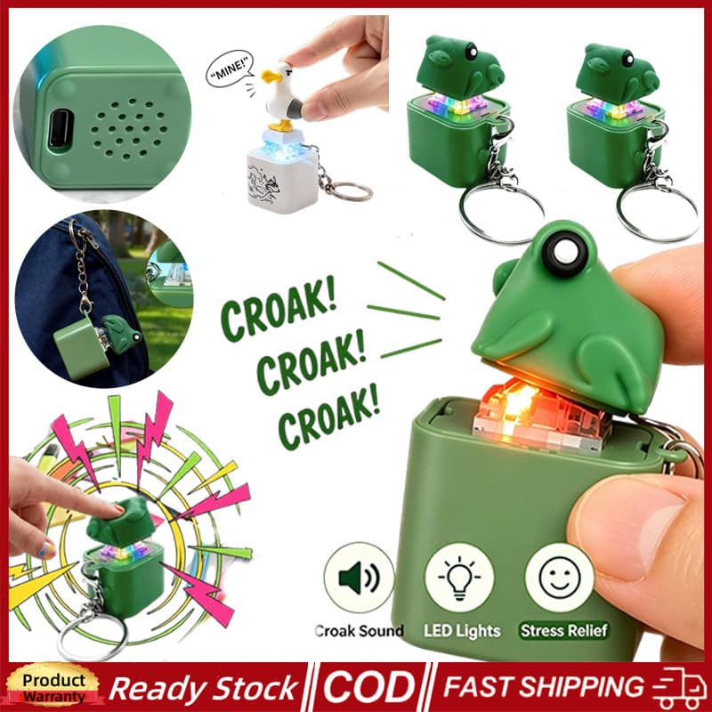 2 Em 1 Engraçado Croaking Sapo Pato Chaveiro Alívio Do Estresse Recarregável Teclado Mecânico Som Com Luz LED