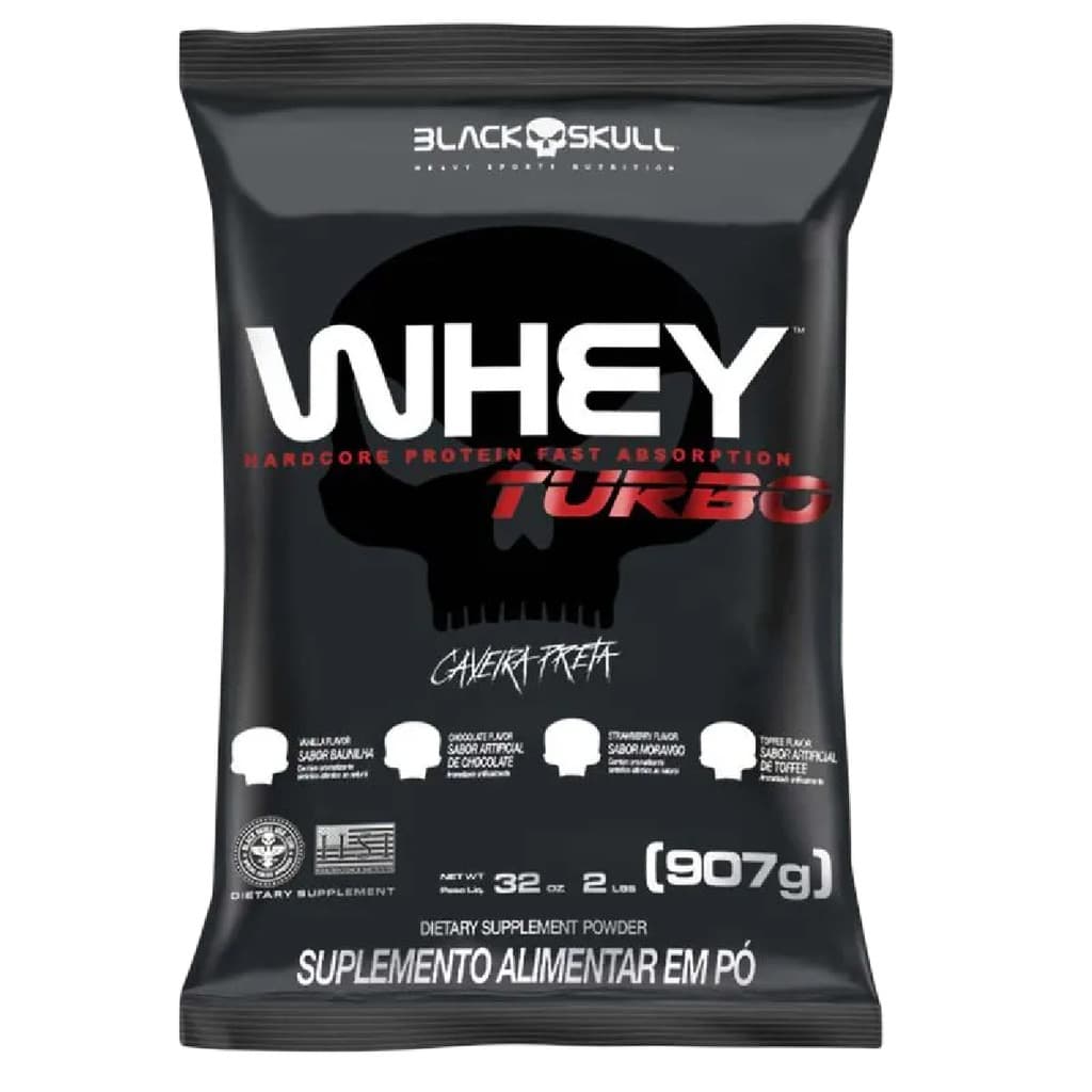 Whey Protein Concentrado - Whey Turbo Refil Chocolate 907g - Black Skull