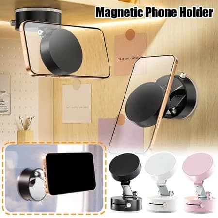 Suporte para Celular 360° | Dobrável + Adsorção a Vácuo Dupla Face | Suporte Magnético para Carro