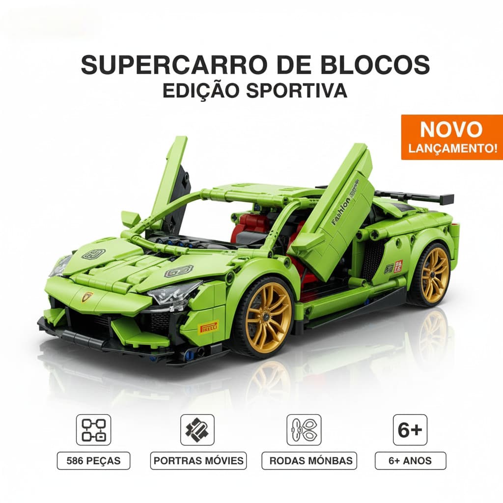 【CARRO】 Corrida Bloco de Montar Pull Back Compatível com Lego Presente Criança 6+ Anos
