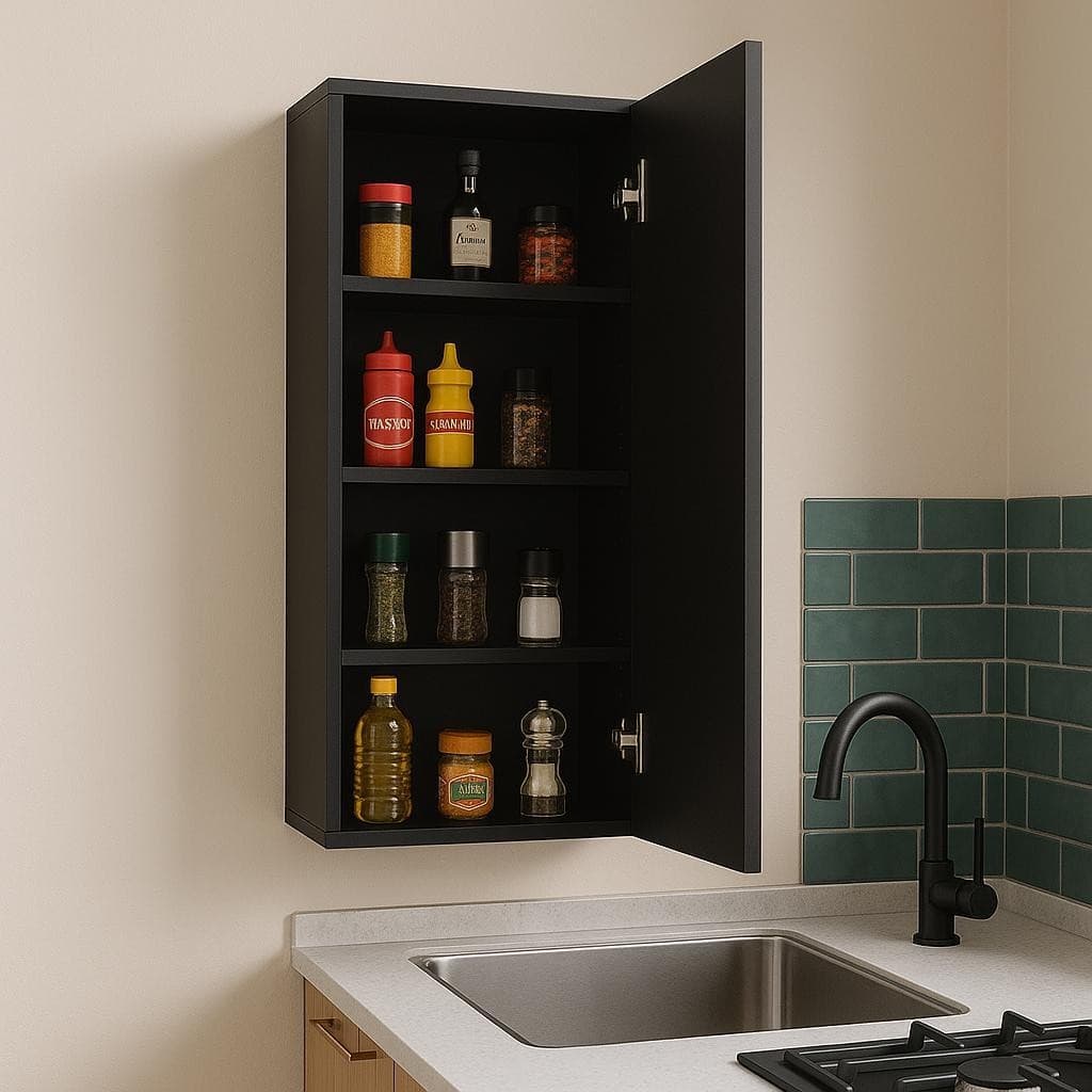 Armário Aéreo Multiuso, com 1 Porta e 3 Prateleiras – Organizador para Cozinha