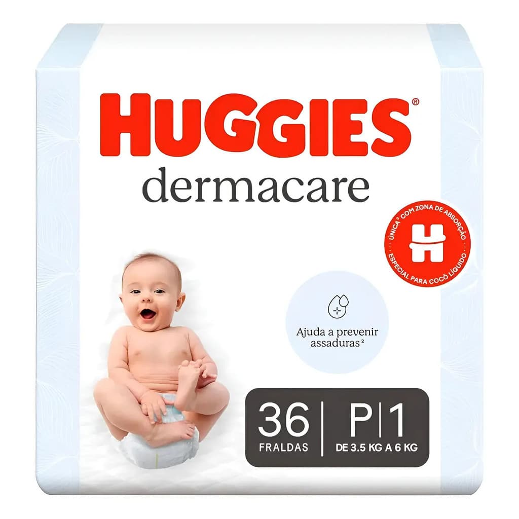 Fralda Huggies Premium Dermacare P 36 Unidades Hipoalergenic