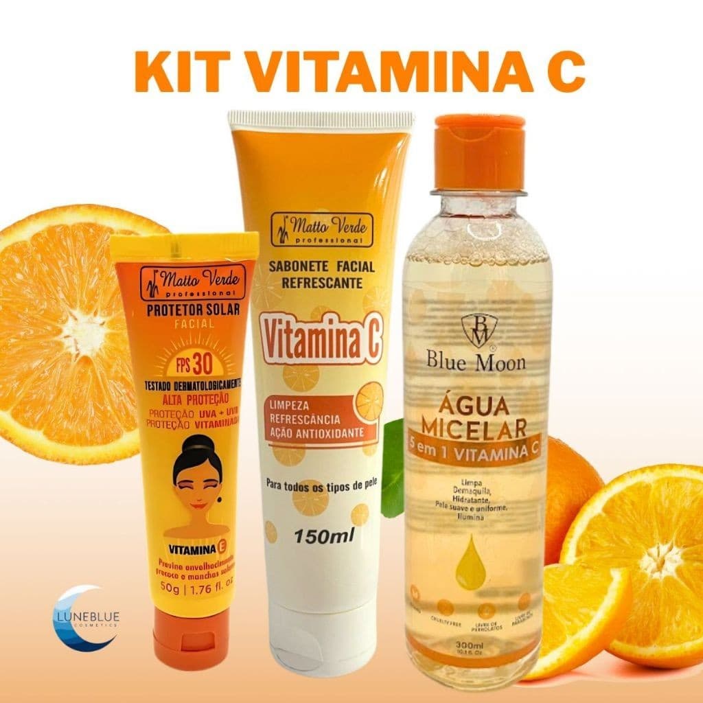 Kit Skincare Vitamina C Clareador e Anti-idade cuidado facial