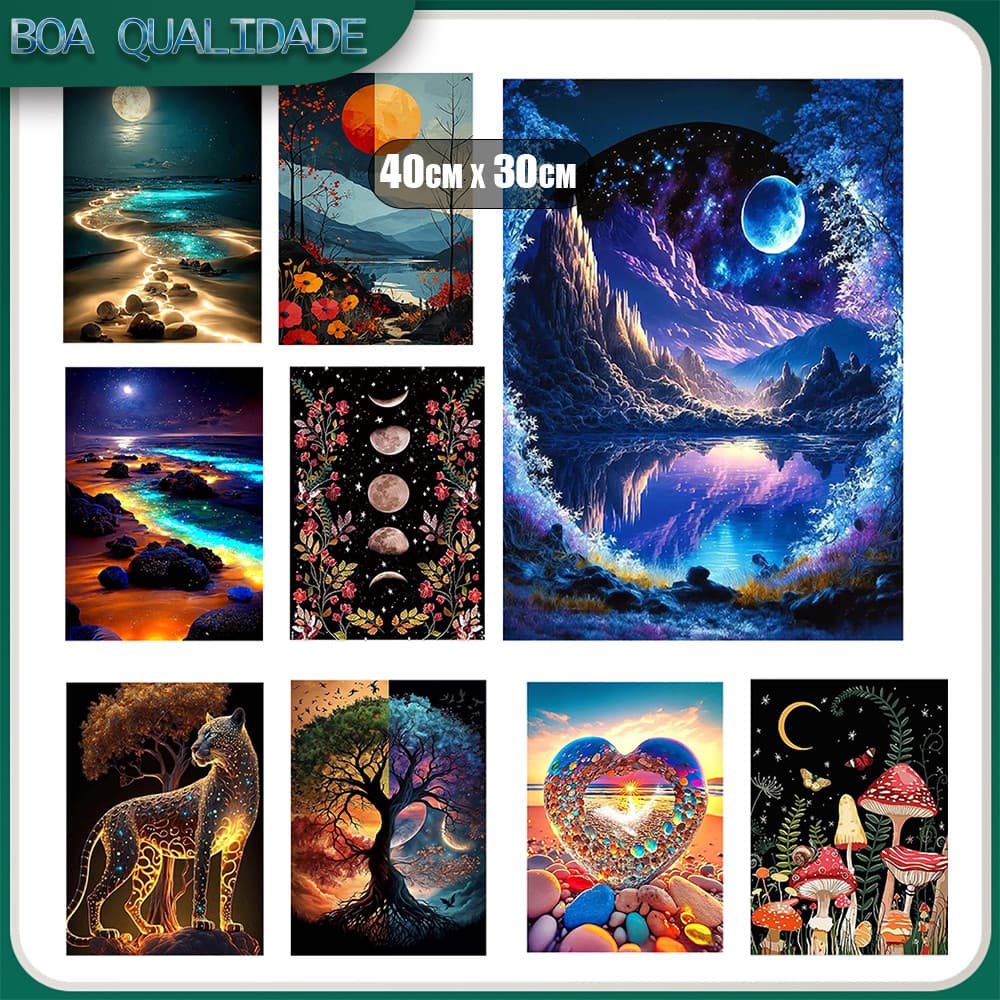 40x30 Pintura Diamante 5D Pintura De Diamante Pintura Com Diamante A Óleo 5D Diy Redondo Full Diamond Decorativa Pintad