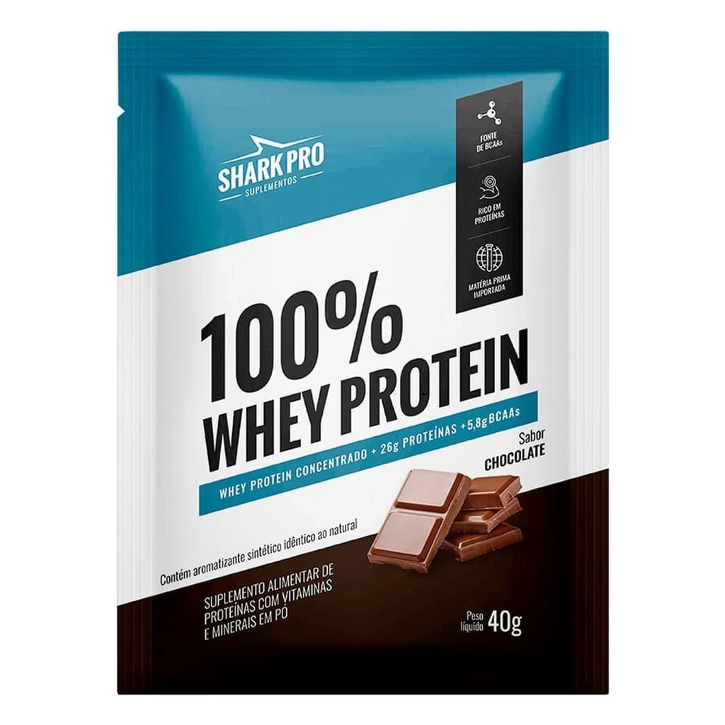 100% Whey Protein - 1 Sachê 40g Chocolate - Shark Pro