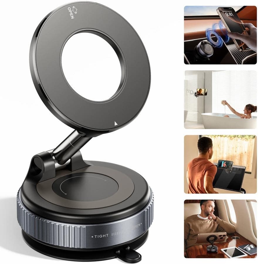 Suporte Magnético 360° Dobrável p/ Celular com Sucção a Vácuo Forte – Carro Mesa Parede