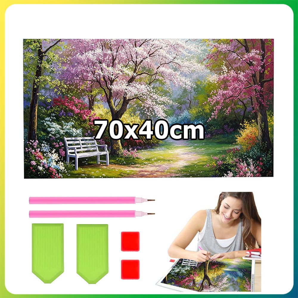 70x40cm primavera floresta flor caminho quadrado pintura diamante DIY pintura artesanal 5D diamante ponto pintura decora
