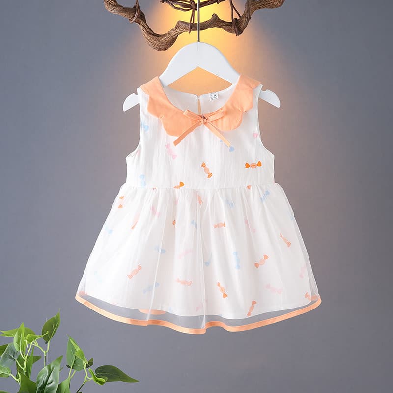 Feminino bebê colete vestido de verão bebê vestido de princesa puro algodão crianças saia meninas vestido sem mangas 202