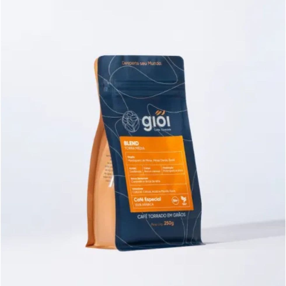 Café Torrado em Grãos 250g 100% Arábica Blend Gioi Torra Média