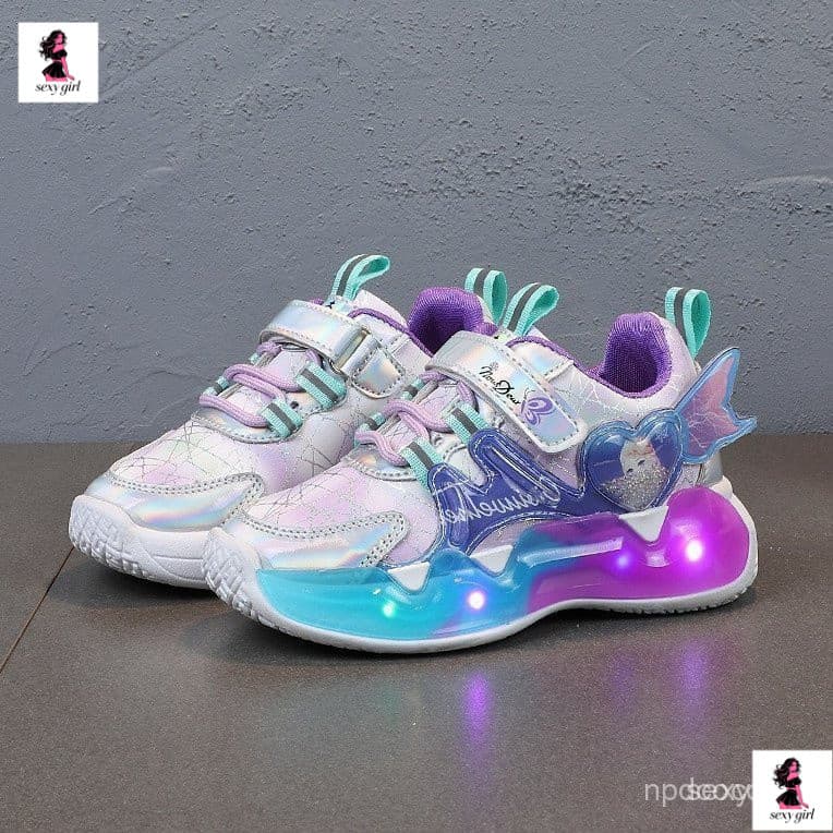 Tênis Esportivos Infantis, Tênis Esportivos Infantis com LED, Tênis Esportivos para Meninas, Leves e Macios AOTR KBAW