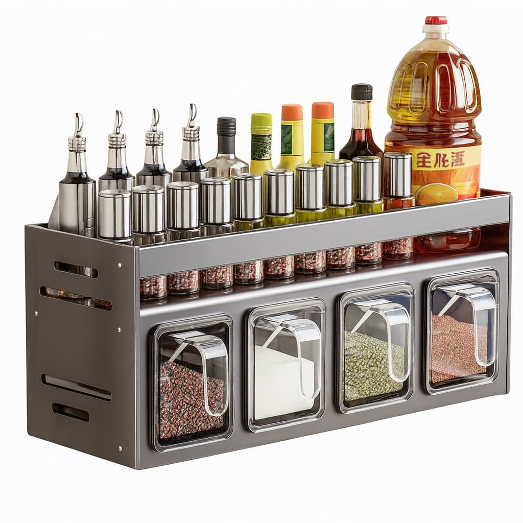 Prateleira de Temperos Inox para Parede 35cm Organizador de Cozinha Rack Multiuso